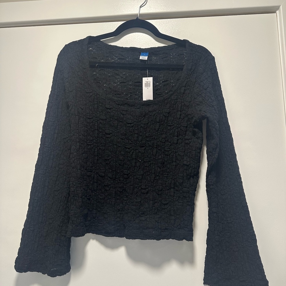Black Textured Women's Top